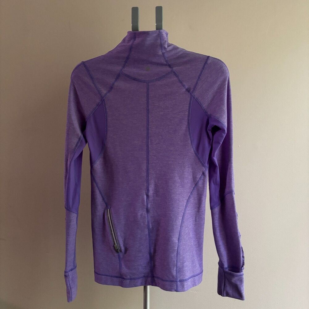 Lululemon Athletica Top Women's Purple Mesh Panels Thumbholes 1/4 Zip Activewear - Picture 2 of 10